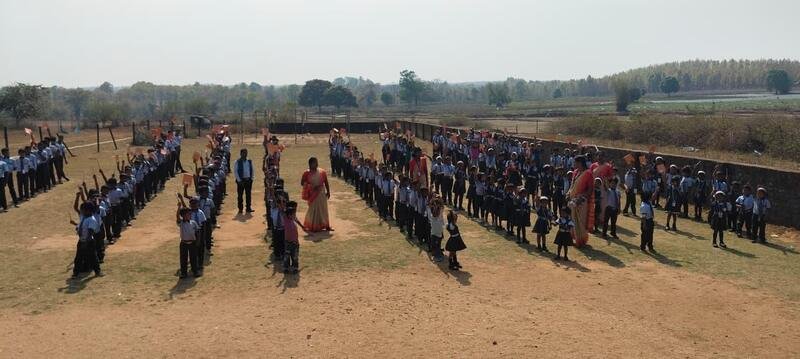 Morning assembly on the school ground